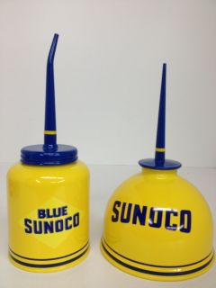 Vintage Collectible Restored Pair Of Blue Sunoco Oil Gas Cans