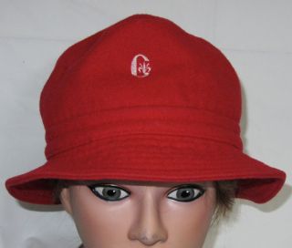 RARE Vintage Comte de Florence Bucket Hat Ear Flaps RED Wool