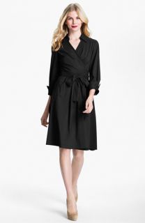 Donna Ricco Collared Fit & Flare Wrap Dress