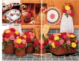 Vtg Annie Original Annies Attic Country Kitchen Roses Flowers Crochet