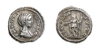  Roman Silver Denarius Coin Wife CARACALLA Rome 202 AD CONCORDIA Scarce