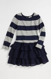 Mini Boden Stripy Ruffle Dress (Toddler)