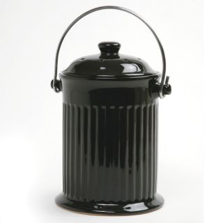 Norpro Ceramic Kitchen Composter Compost Keeper Black