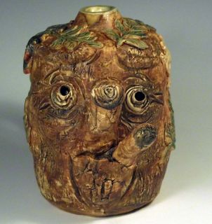Old Man Hickory Tree Stump Face Jug by Kate folk art direct from