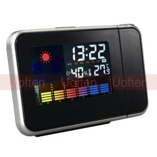 Cool LED Light Color LCD Projection Digital Weather Thermometer Alarm