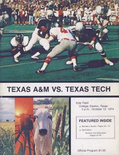 1974 Texas Tech V Texas A M Aggies Football Program