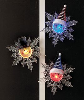 SET of 3 LED Color Changing Snowman Snowflakes Christmas Holiday