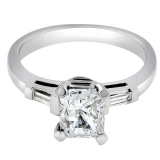  14k White Gold Radiant Cut Diamond Engagement Ring Certified