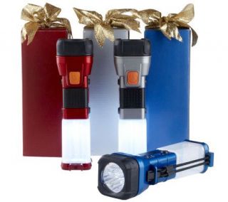 Set of 3 Multi Function 10 LED Flashlights with Gift Box —