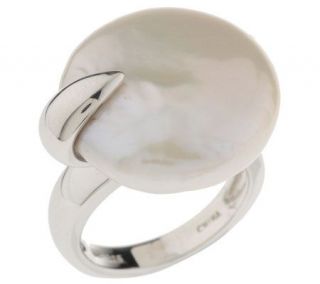 Honora Sterling 19mm Cultured Freshwater Pearl Coin Ring —