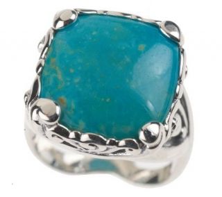 Sterling Kingman Turquoise Scroll Design Ring —