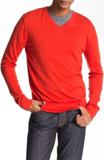 Theory V Neck Cotton & Cashmere Sweater