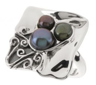 Hagit Gorali Sterling Cultured Pearl ClusterSculpted Square Ring