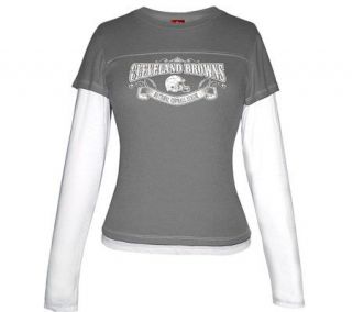NFL Cleve. Browns Women Storm Grey Long SleeveLayered T Shirt 