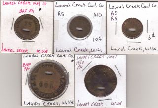Laurel Creek Coal Co Scrip $1 50 25 10 05 Laurel Creek WV Beckley