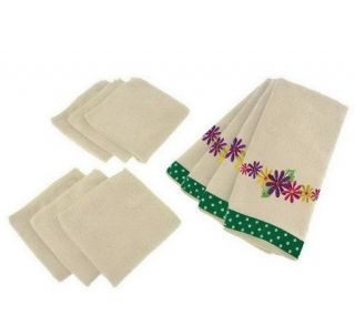 Don Aslett 10 pc Floral Microfiber Kitchen Towel & Cloth Set