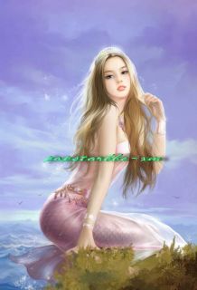 Wonderful Painting Pretty Mermaid Is Sitting on The Sea