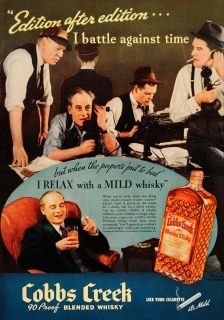  ad cobbs creek blended whisky mild working drink original advertising