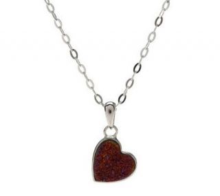 VicenzaSilver Sterling Drusy Quartz Heart Pendant with 18 Chain