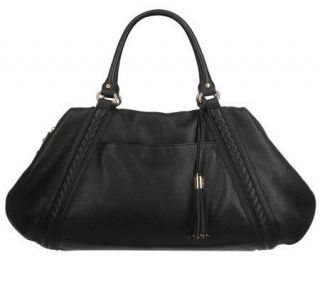 DASH by Kardashian Pebble Leather Handbag with Braided Trim — 