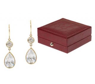 Diamonique 9.90 ct tw Pear Drop Earrings with Gift Box, 14K — 