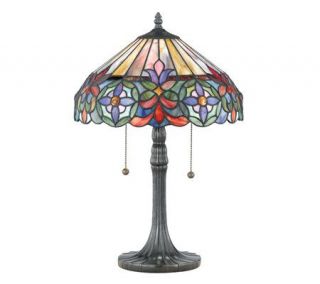 Tiffany Style 22 Genuine Art Glass Table Lamp —