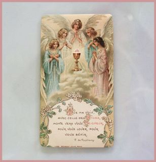  French Holy Card First Communion Eucharistic Chalice Angels A