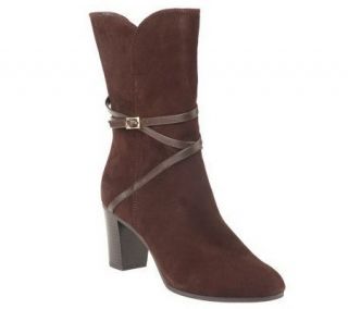 Isaac Mizrahi Live! Mid Calf Boots with Strap Detail   A219322