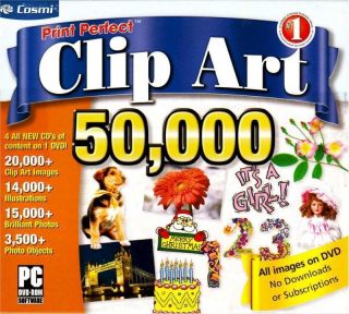 Brand New Computer PC Software Program Print Perfect Clipart 50 000
