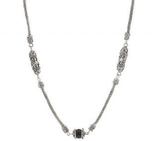 Suarti Artisan Crafted Sterling/18K 24 Black Onyx StationNecklace 
