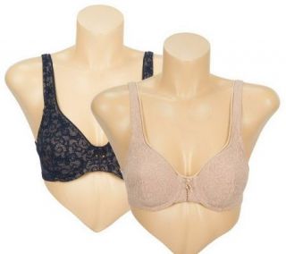 Breezies Set of 2 Lace Overlay Underwire Bras with UltimAir   A6613