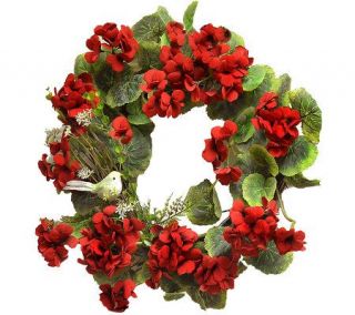 19 Red Geranium Wreath by Valerie —