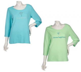 Quacker Factory Set of 2 3/4 Sleeve Simplicity T shirts —
