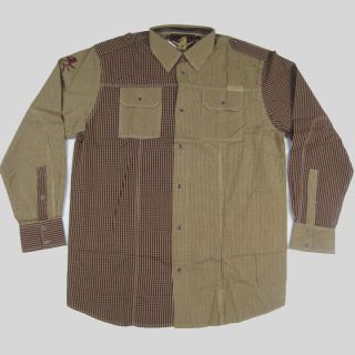 Coogi Five Star Wooven Button Front Shirt in Brown Sz L 4XL LRG Coogi