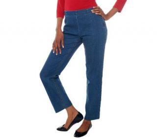 Susan Graver Hollywood Waist Side Zip Denim Regular Jeans —