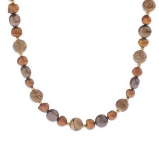 Lee Sands Chocolate Cultured FreshwaterPearl & Gem Necklace — 