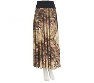 Women with Control Petite Printed Maxi Skirt with Foldover Waist