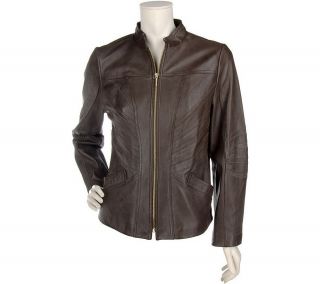 Bradley by Bradley Bayou Lamb Leather Jacket with Seaming Detail