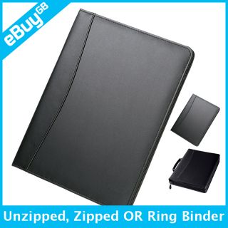 A4 Black Conference Folder Business Executive Portfolio Zipped Ring