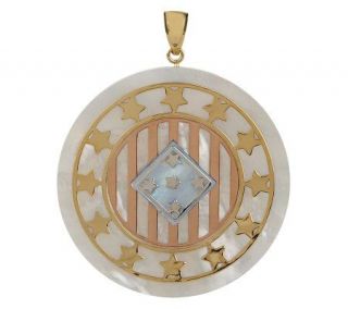 Smithsonian Flag or Eagle Mother of Pearl Pendant 14K Gold —