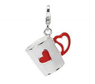Amore La Vita Sterling Dimensional Coffee Cupw/Heart Charm —