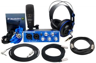  AUDIOBOX STUDIO 2CH COMPUTER RECORDER $75 TRS XLR & MIDI CABLE PACKAGE