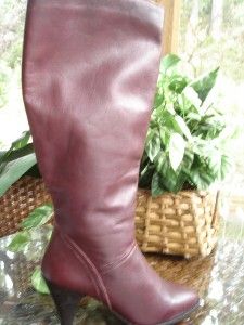 Vintage Bootalinos by Corelli Burgundy Wine Knee High Boots Side Zip 3