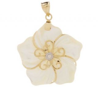 Mother of Pearl Wrapped Flower Pendant 14K Gold —