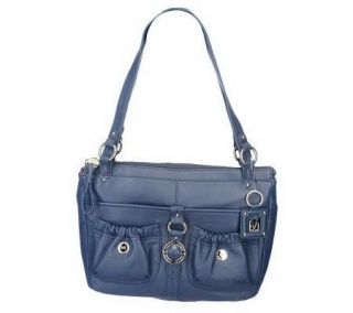 Stone Mountain Leather East/West Satchel with Ruching Detail