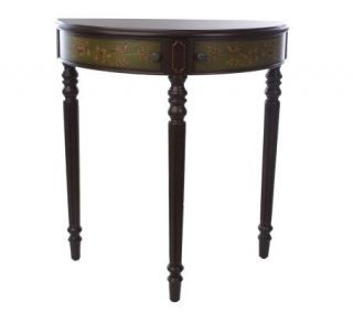 Bombay Hand Painted Sage Sparrow Demilune 28 Accent Table —