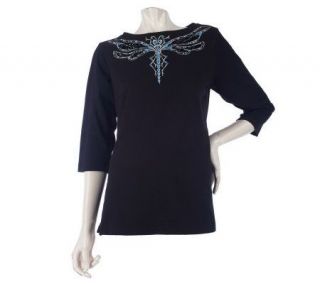 Bob Mackies Dragonfly Beaded and Embroidered Top —