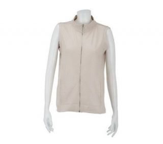 Susan Graver French Terry Zip Front Vest with Sparkles —