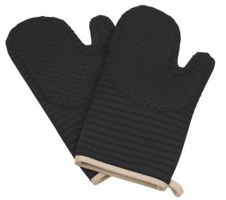 Set of 2 Silicone and Fabric Oven Gloves —