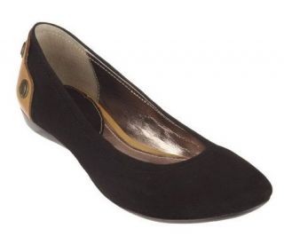 Makowsky Suede Flats with Contrast Leather Back —